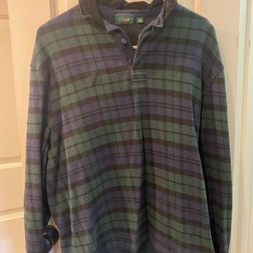 J. Crew Navy and Forest Plaid Pullover